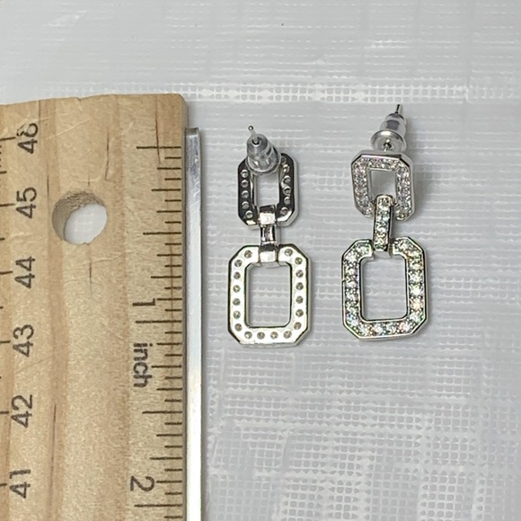 Silver Plated CZ Link Earrings - Picture 5 of 5